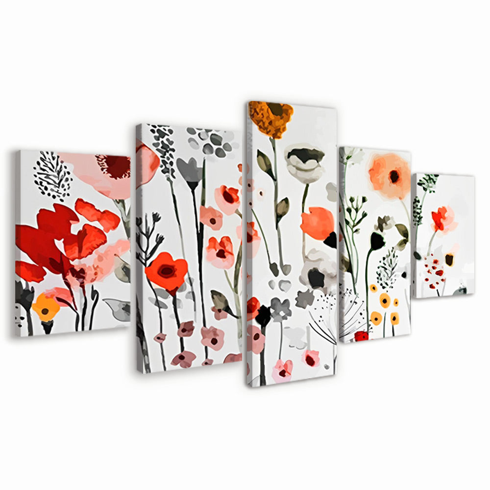Jolis Coquelicots Dessinés 5 Partie Peinture par Numéros