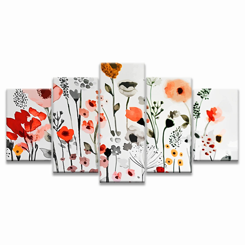 Jolis Coquelicots Dessinés 5 Partie Peinture par Numéros