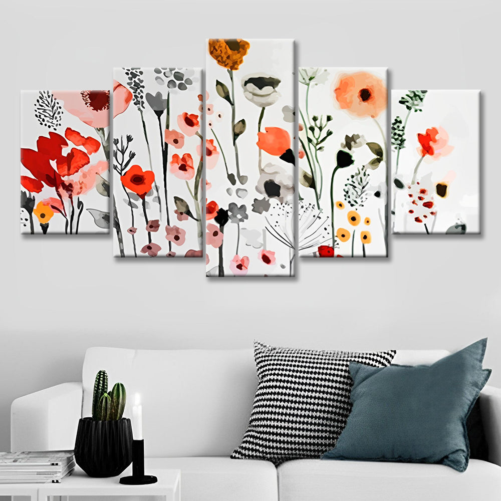 Jolis Coquelicots Dessinés 5 Partie Peinture par Numéros