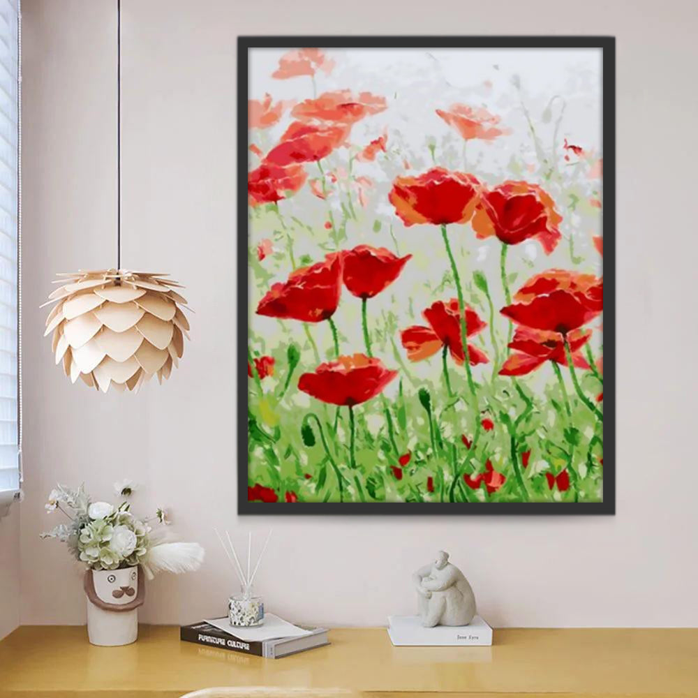 Jolis Coquelicots Rouges Peinture par Numéros