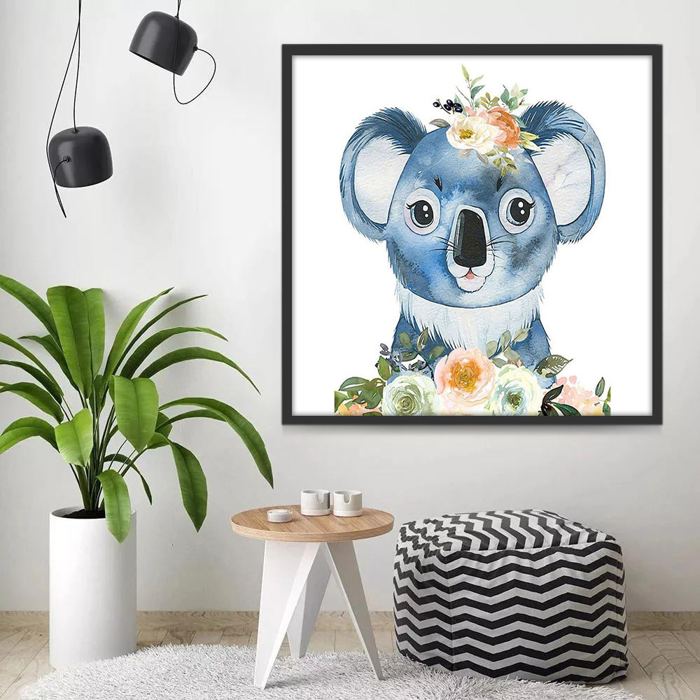 Koala Cartoon et Fleurs Peinture par Numéros