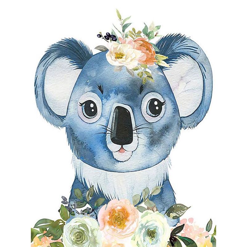 Koala Cartoon et Fleurs Peinture par Numéros