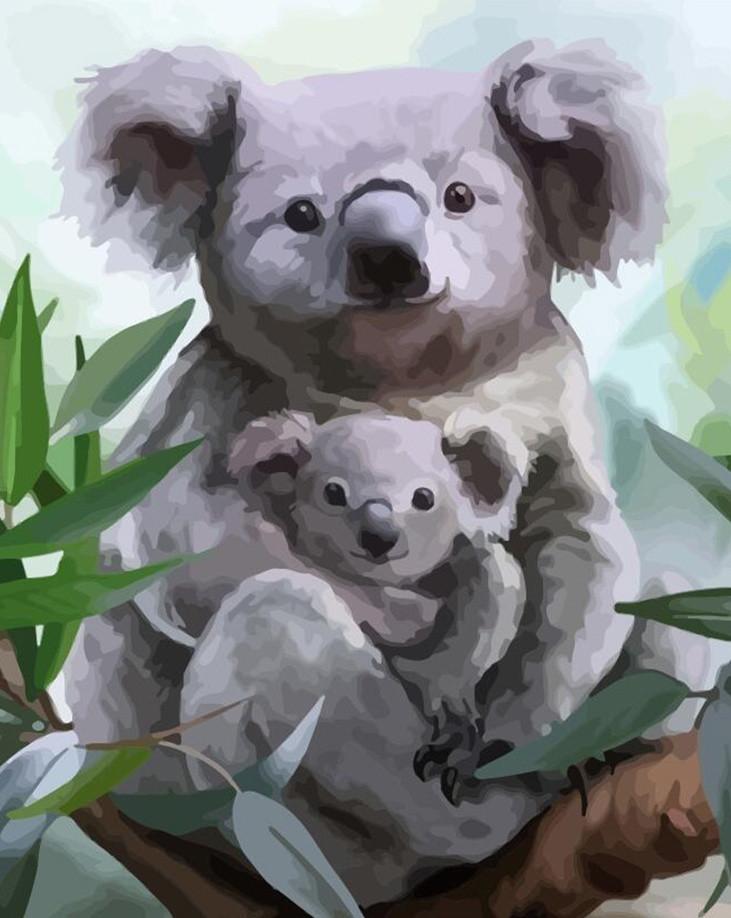 Koala Mère et Bébé Peinture par Numéros