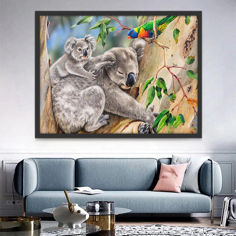 Koalas et Perroquet Peinture par Numéros