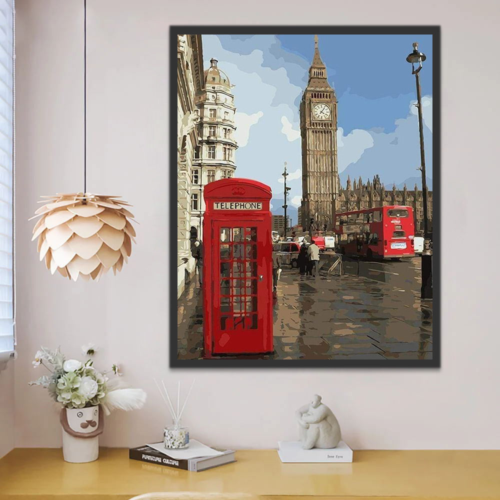 La Cabine Téléphonique Rouge et le Big Ben Peinture par Numéros