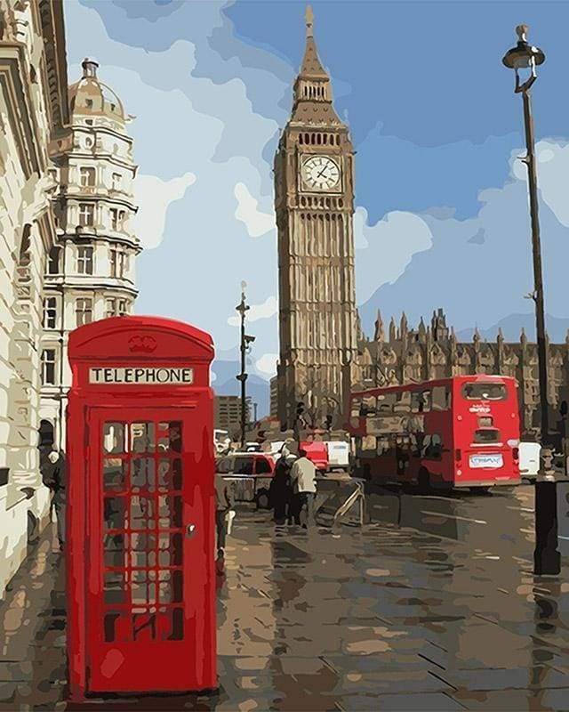 La Cabine Téléphonique Rouge et le Big Ben Peinture par Numéros