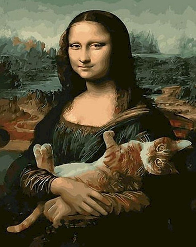 La Joconde Tenant un Chat Endormi Peinture par Numéros