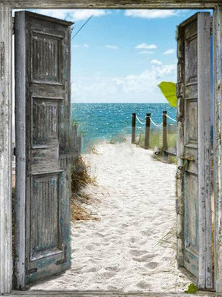 La Plage à l'Extérieur de la Porte en Bois Peinture par Numéros PBNNATL347