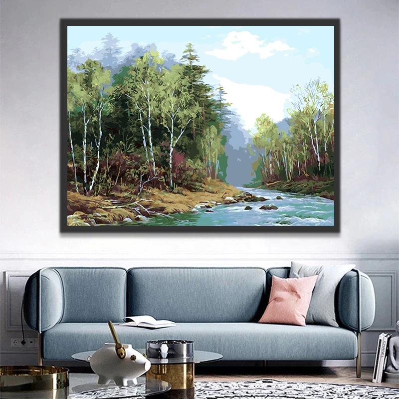 La Rivière au Printemps Peinture par Numéros