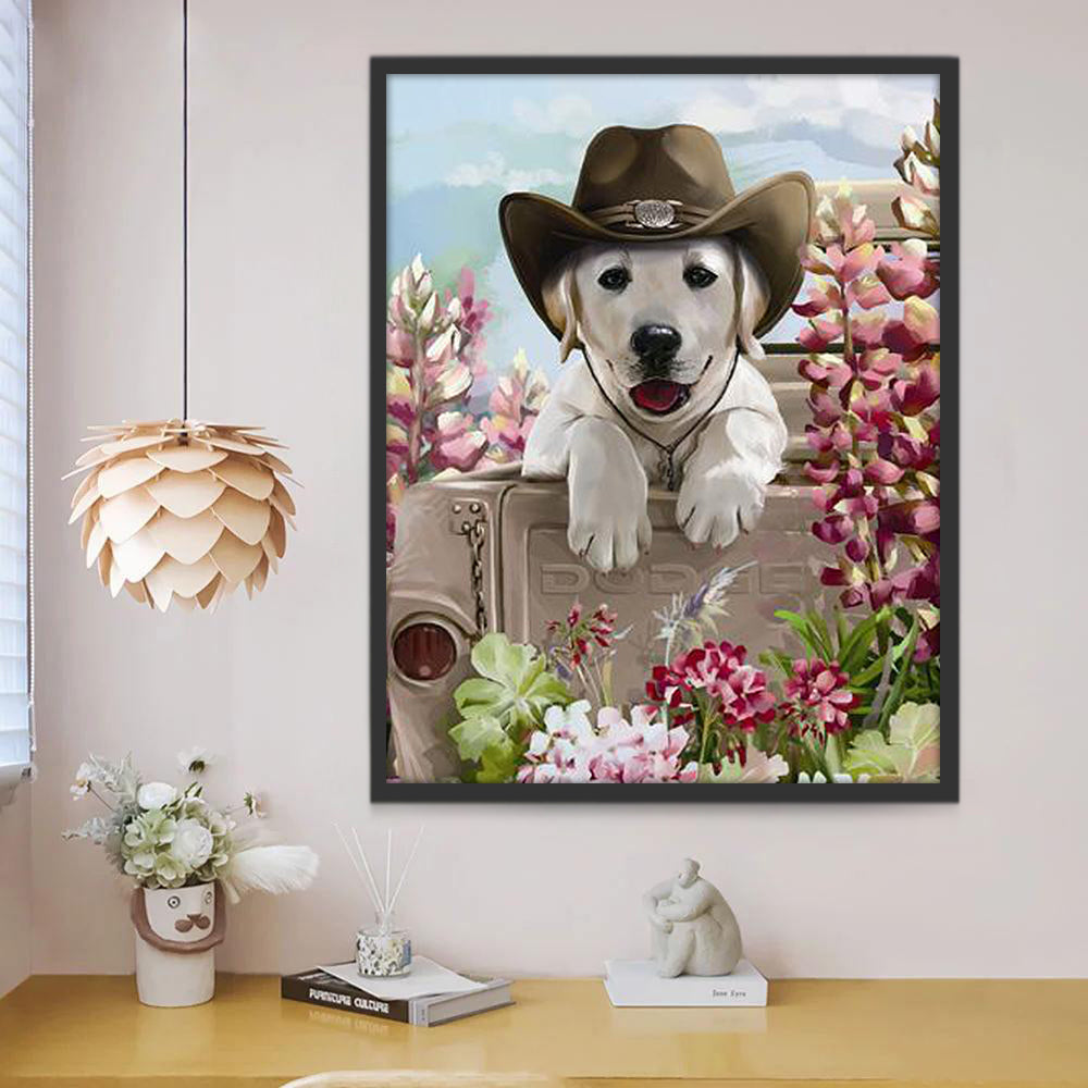 Labrador avec un Chapeau de Cow-boy Peinture par Numéros