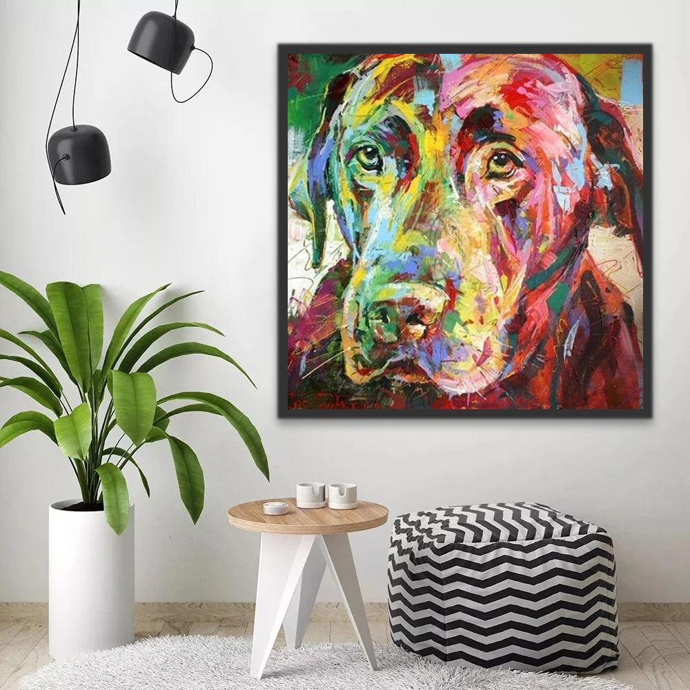 Labrador Noir avec des Taches Peinture par Numéros