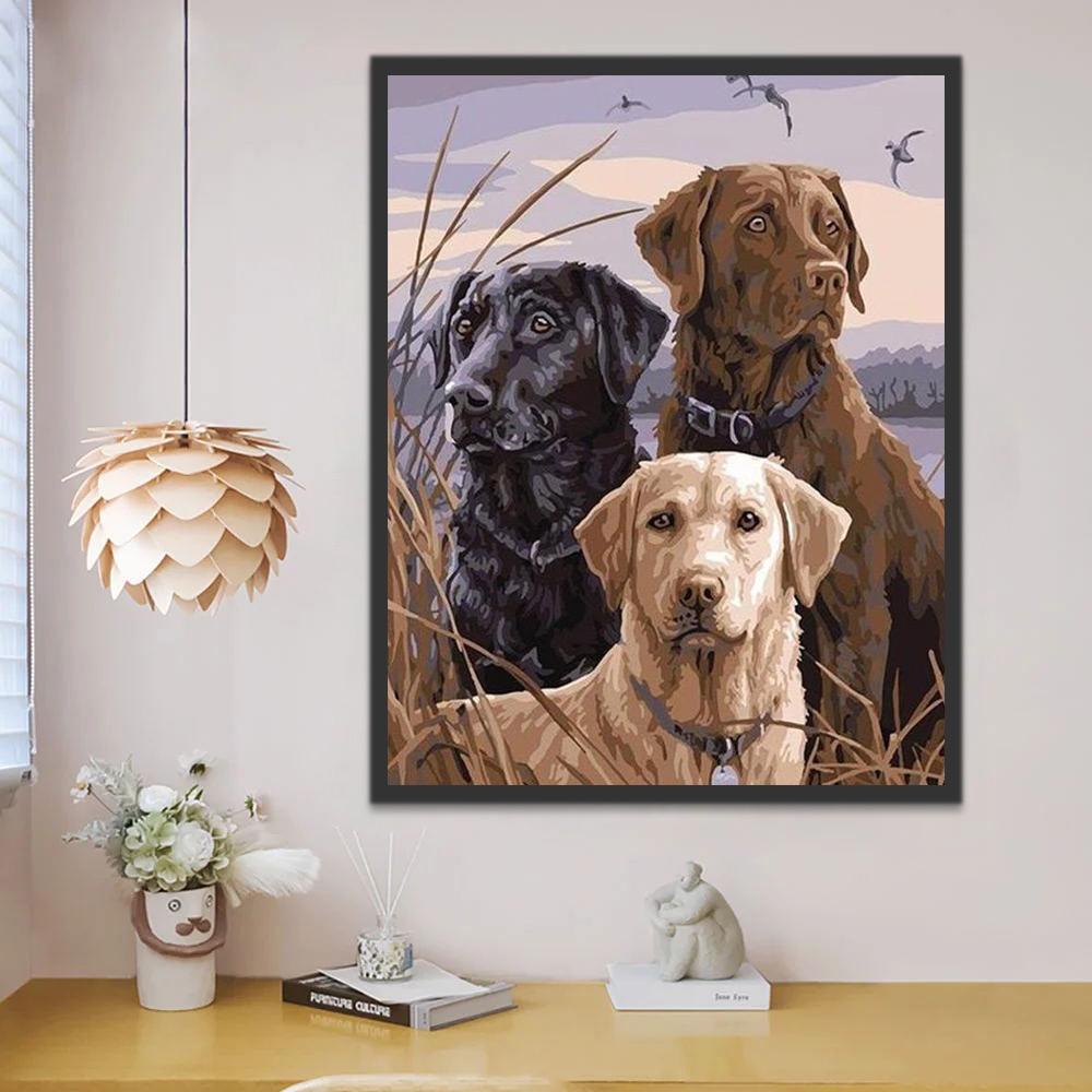 Labradors de Différent Couleurs Peinture par Numéros