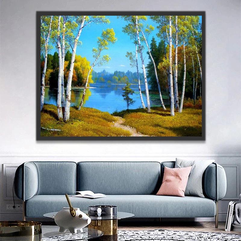 Lac et Arbres Peinture par Numéros