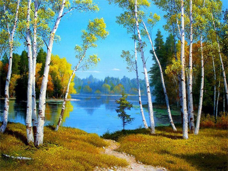 Lac et Arbres Peinture par Numéros
