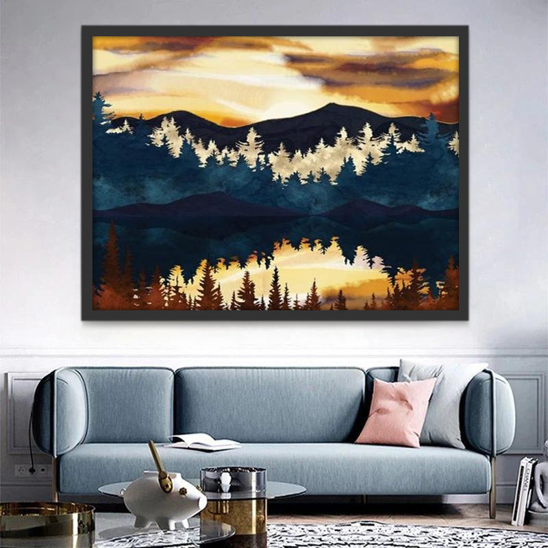 Lac et Forêt Peinture par Numéros