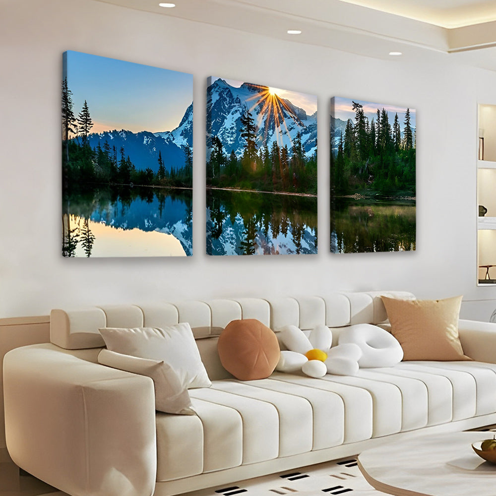 Lac et Montagne 3 Partie Peinture par Numéros
