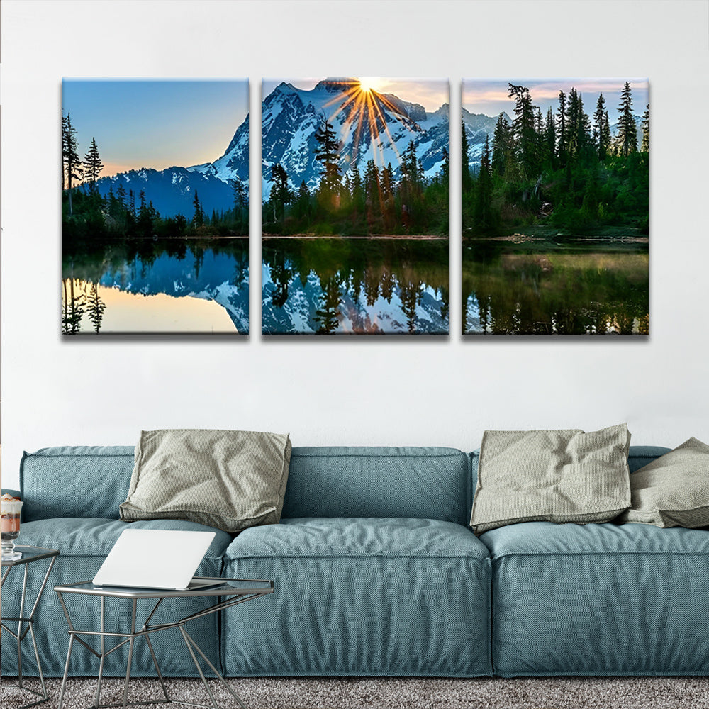 Lac et Montagne 3 Partie Peinture par Numéros