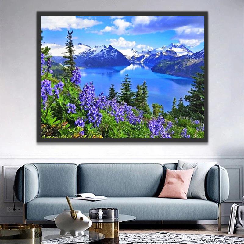 Lac et Montagnes Peinture par Numéros