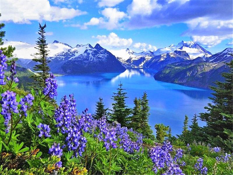 Lac et Montagnes Peinture par Numéros