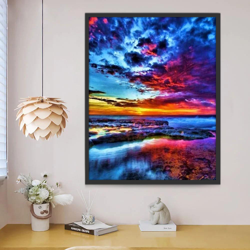 Lac et Nuage Multicolore Peinture par Numéros
