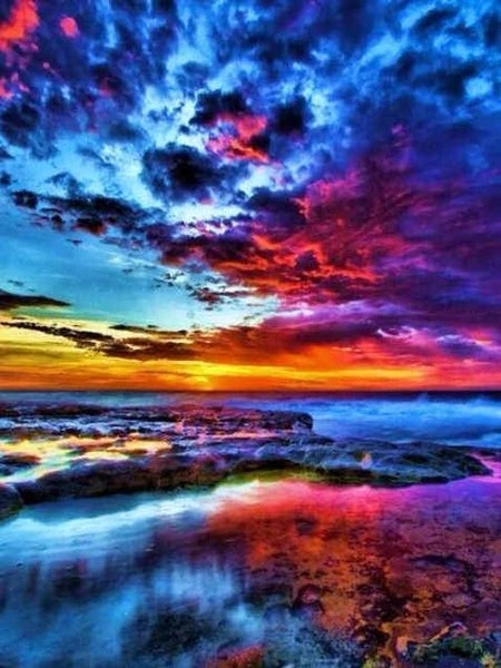 Lac et Nuage Multicolore Peinture par Numéros
