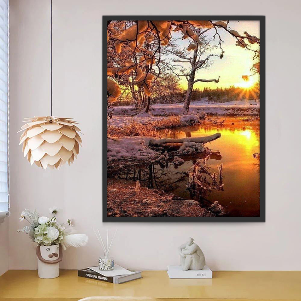 Lac et Soleil Peinture par Numéros