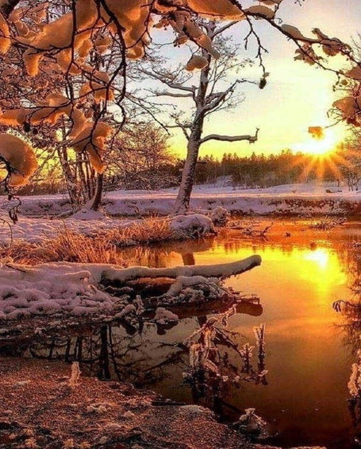 Lac et Soleil Peinture par Numéros