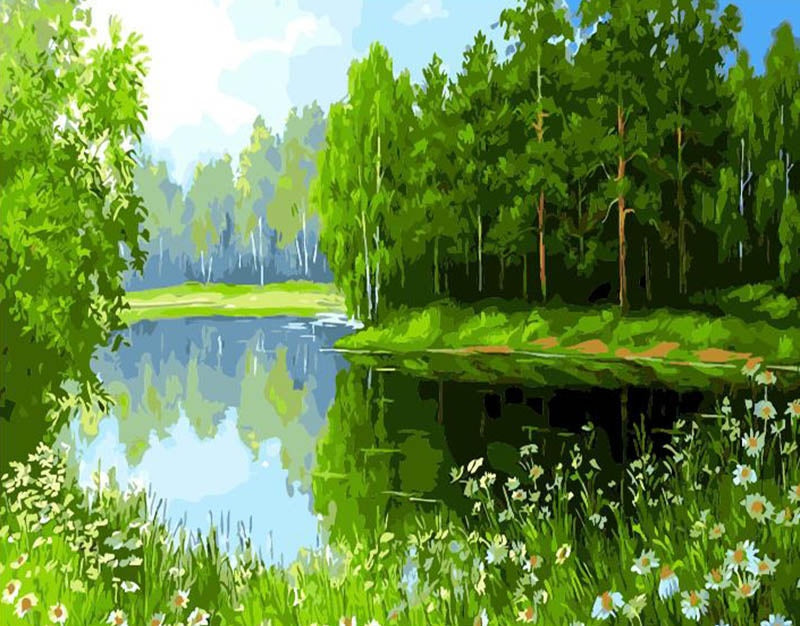 Lac Vert Peinture par Numéros