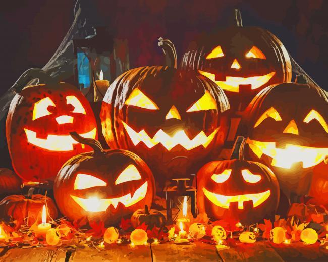 Lanternes d'Halloween Peinture par Numéros