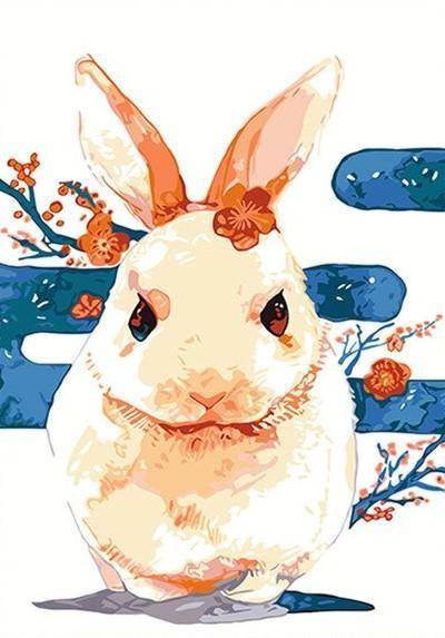Lapin Blanc et Calycanthine Peinture par Numéros