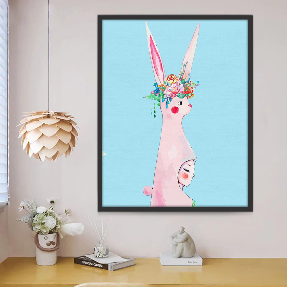 Lapin Rose Peinture par Numéros