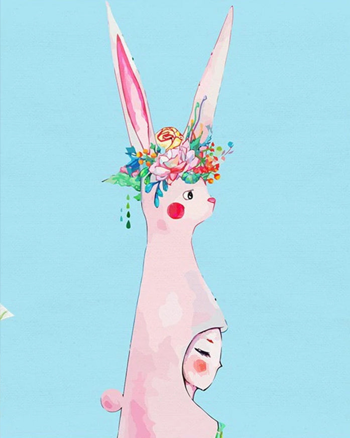 Lapin Rose Peinture par Numéros