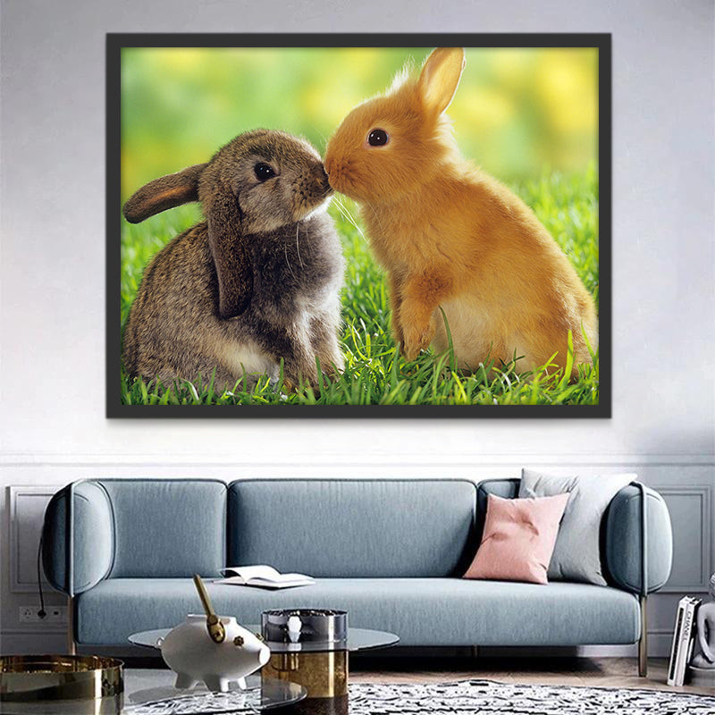 Lapins S'embrassant Peinture par Numéros