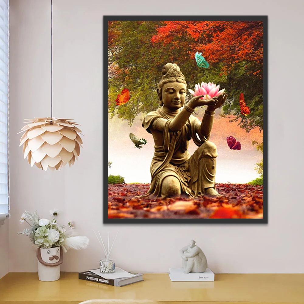 Le Bodhisattva Tenant Fleur de Lotus Peinture par Numéros
