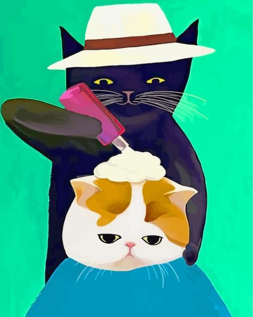 Le Coiffeur Chat Noir Peinture par Numéros