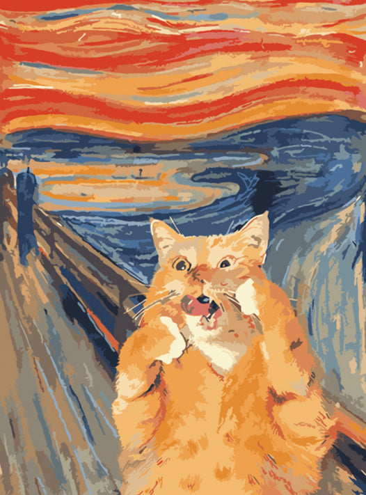 Le Cri de Chat Roux Version Peinture par Numéros
