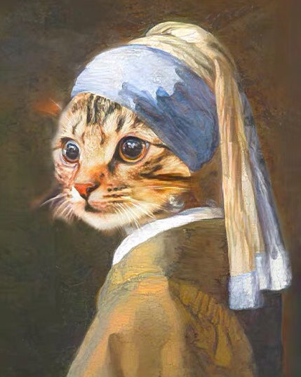 Le Petit Chat à la Perle Peinture par Numéros