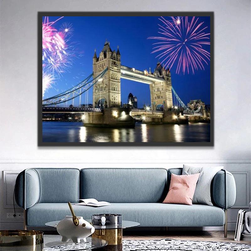 Le Tower Bridge de Nuit Peinture par Numéros