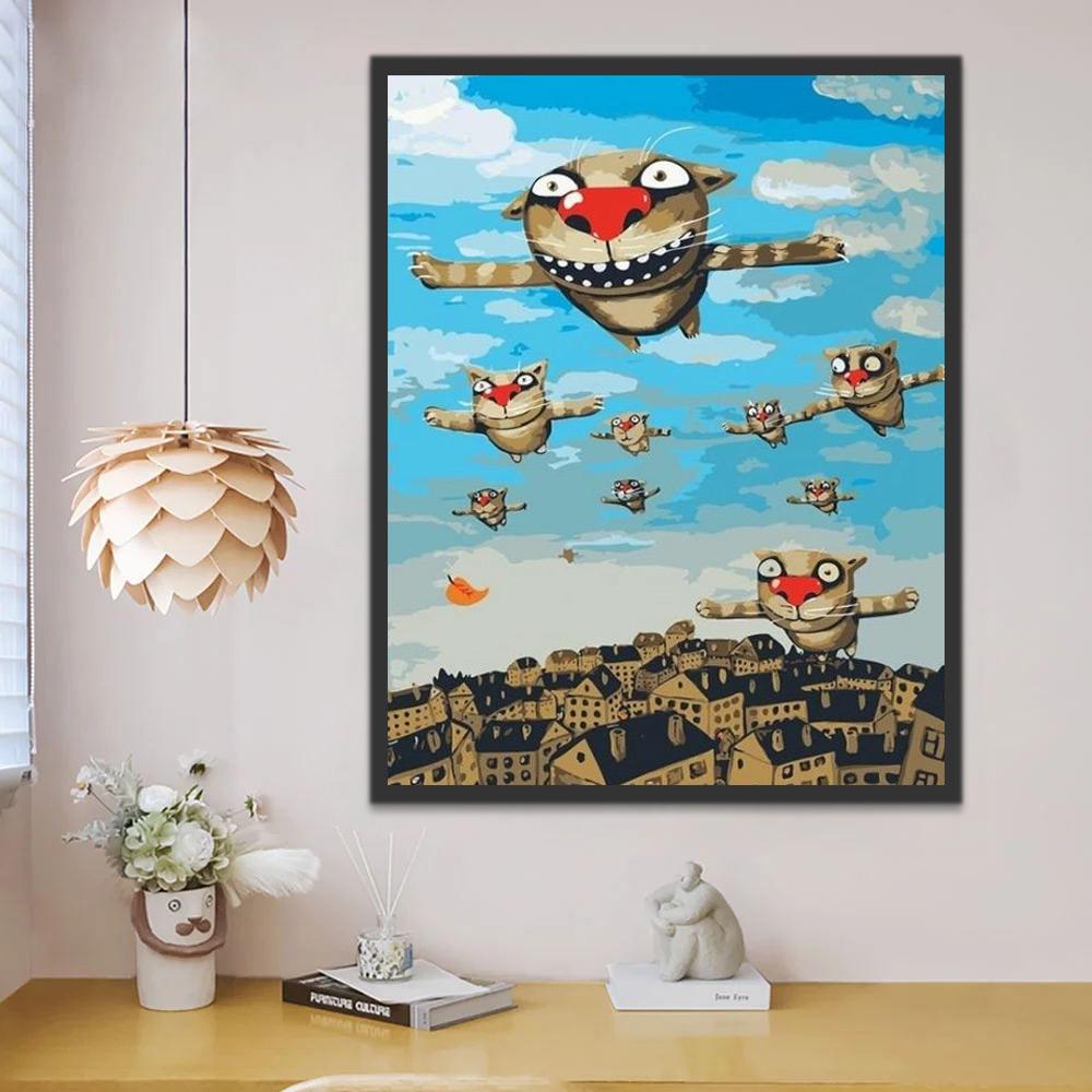 Les Chats volants Peinture par Numéros