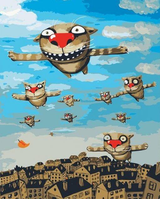 Les Chats volants Peinture par Numéros