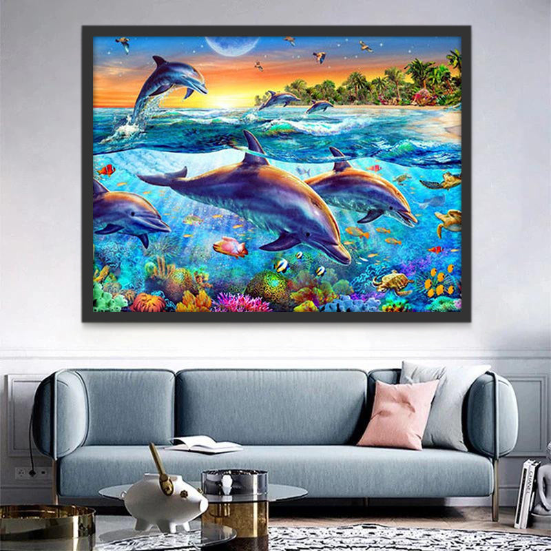 Les Dauphins Mignons Peinture par Numéros