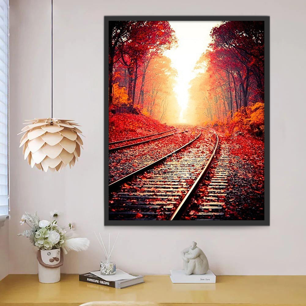 Les Rails en Automne Peinture par Numéros