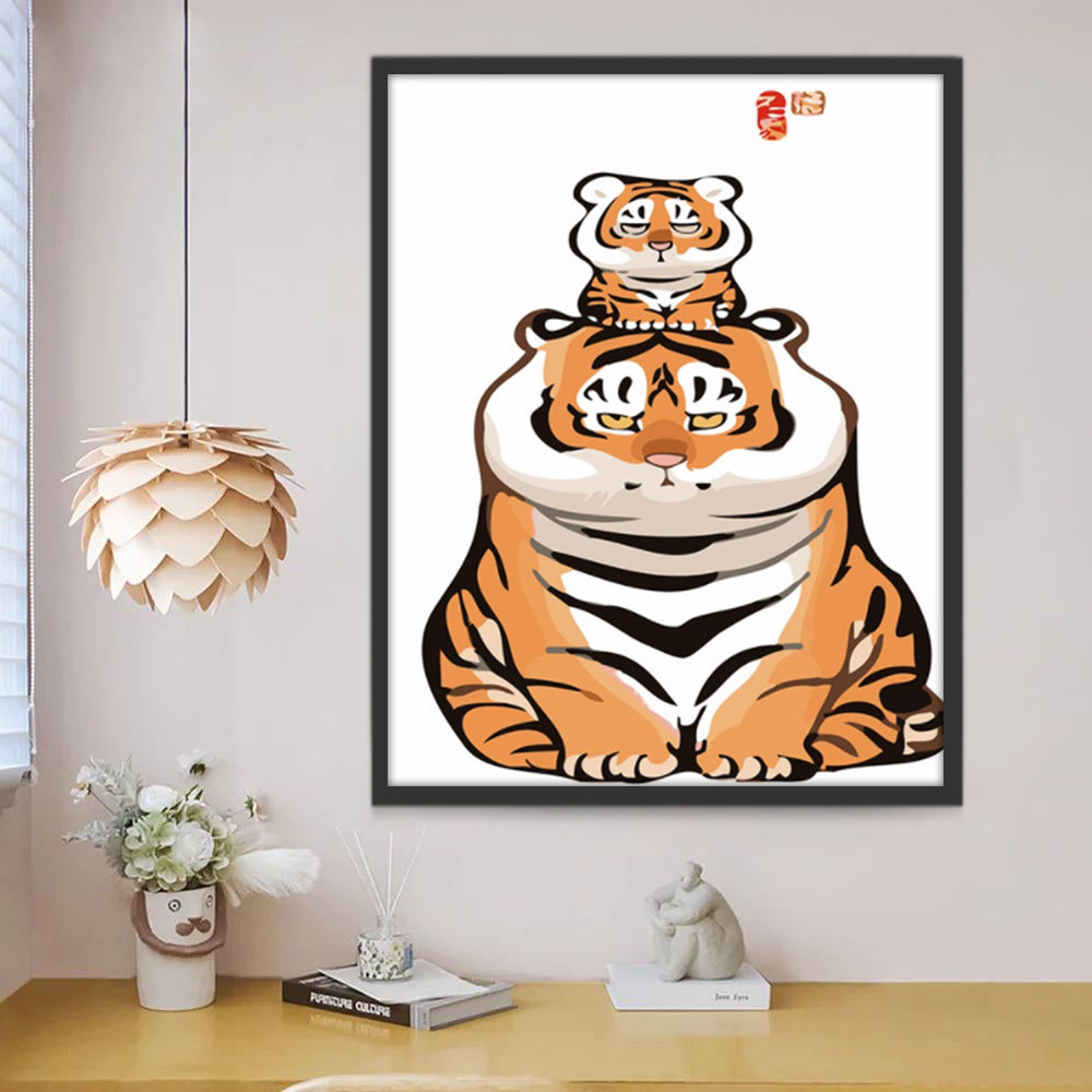 Les Tigres s'Empilant Peinture par Numéros