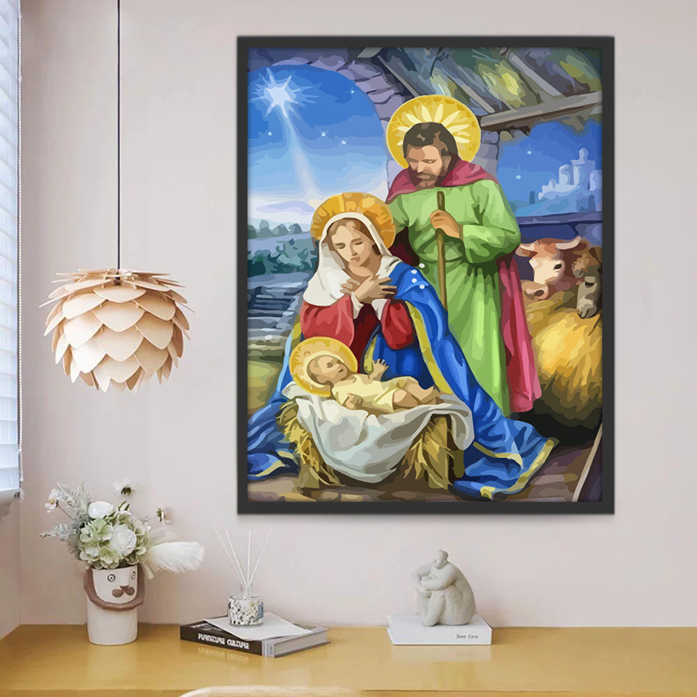L'étable et Jésus Peinture par Numéros