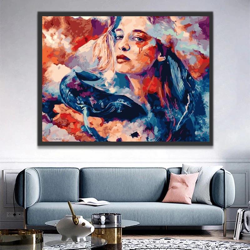 Lézard et Belle Fille Peinture par Numéros