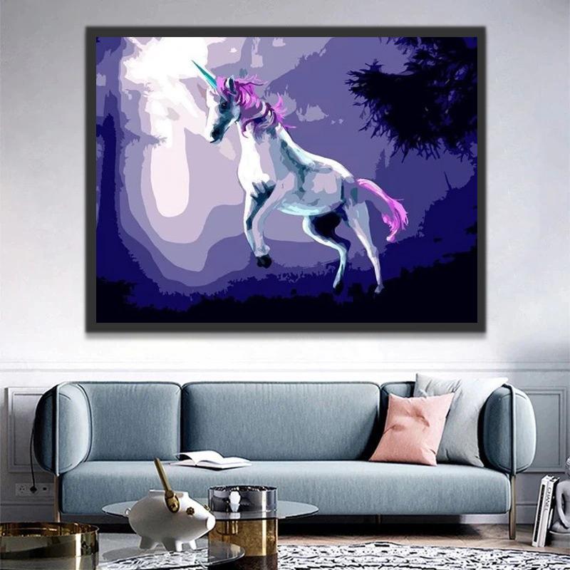 Licorne Abstraite Peinture par Numéros