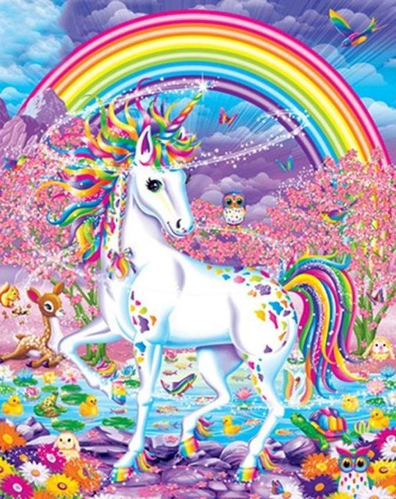 Licorne Blanche et Arc-en-Ciel Peinture par Numéros