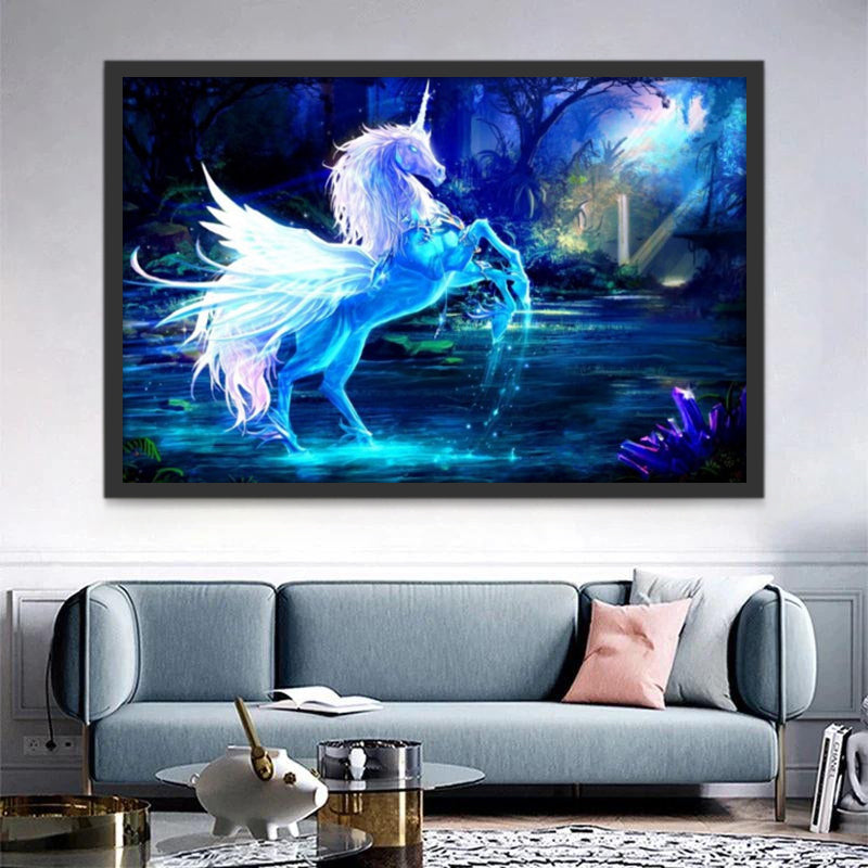 Licorne Bleue Peinture par Numéros