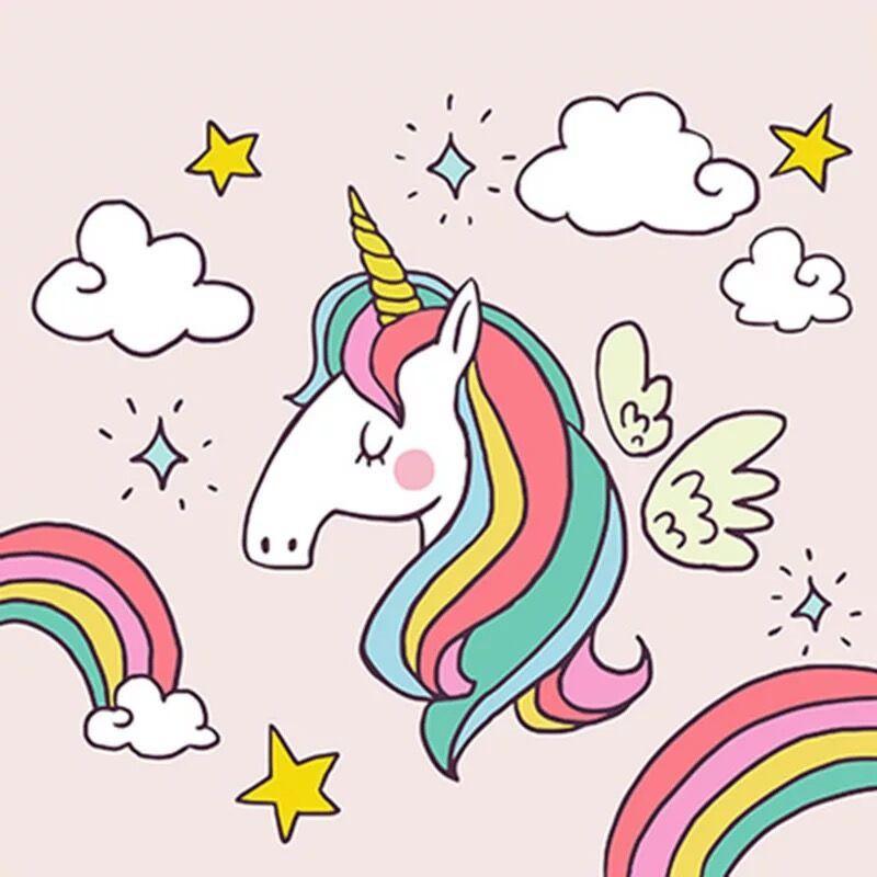 Licorne Colorée Cartoon Peinture par Numéros