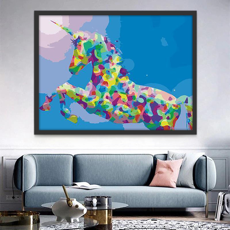 Licorne Colorée et Mosaïquée Peinture par Numéros